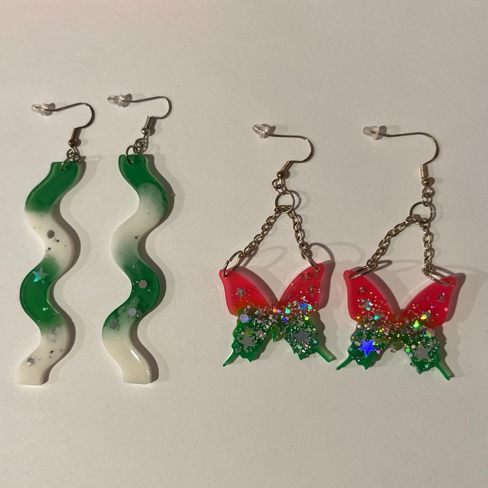 Colorful Butterfly and Wave Earrings